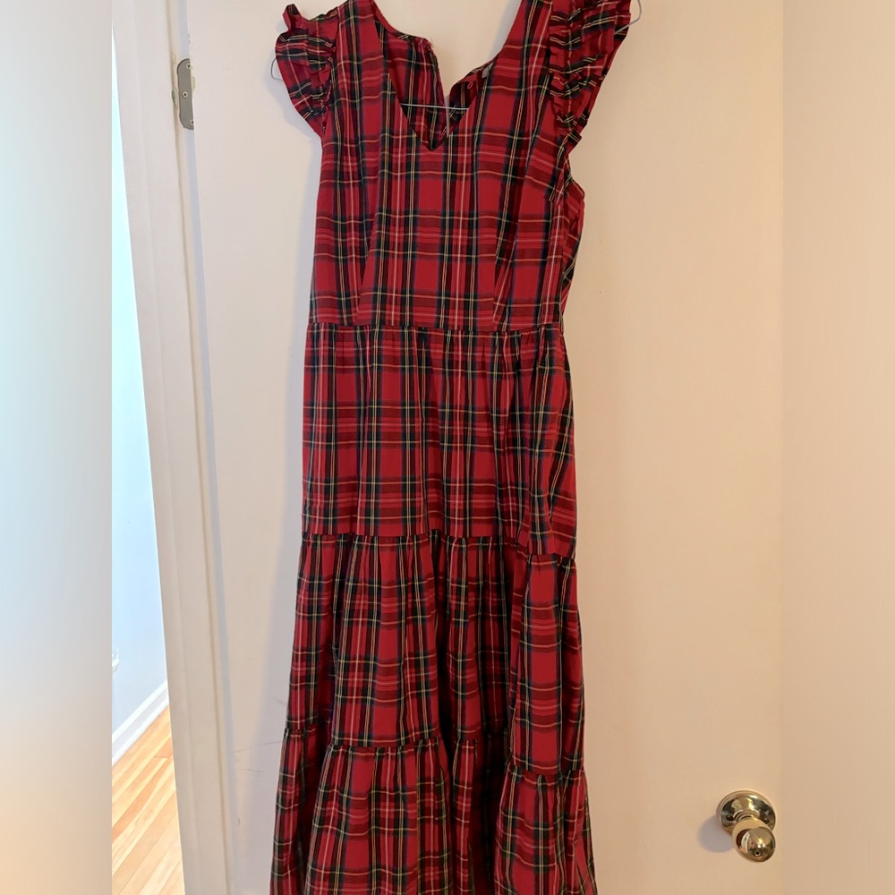 J Crew new with tags plaid tartan red tiered dress size 6